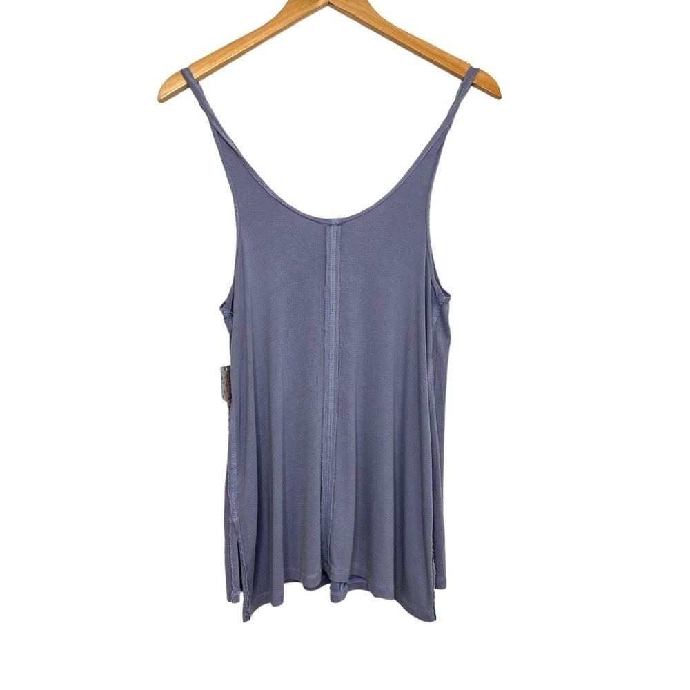 Free People We The Free Ribbed Twisted Strap Tank Tie Top Size Small Purple NWT - Picture 2 of 9